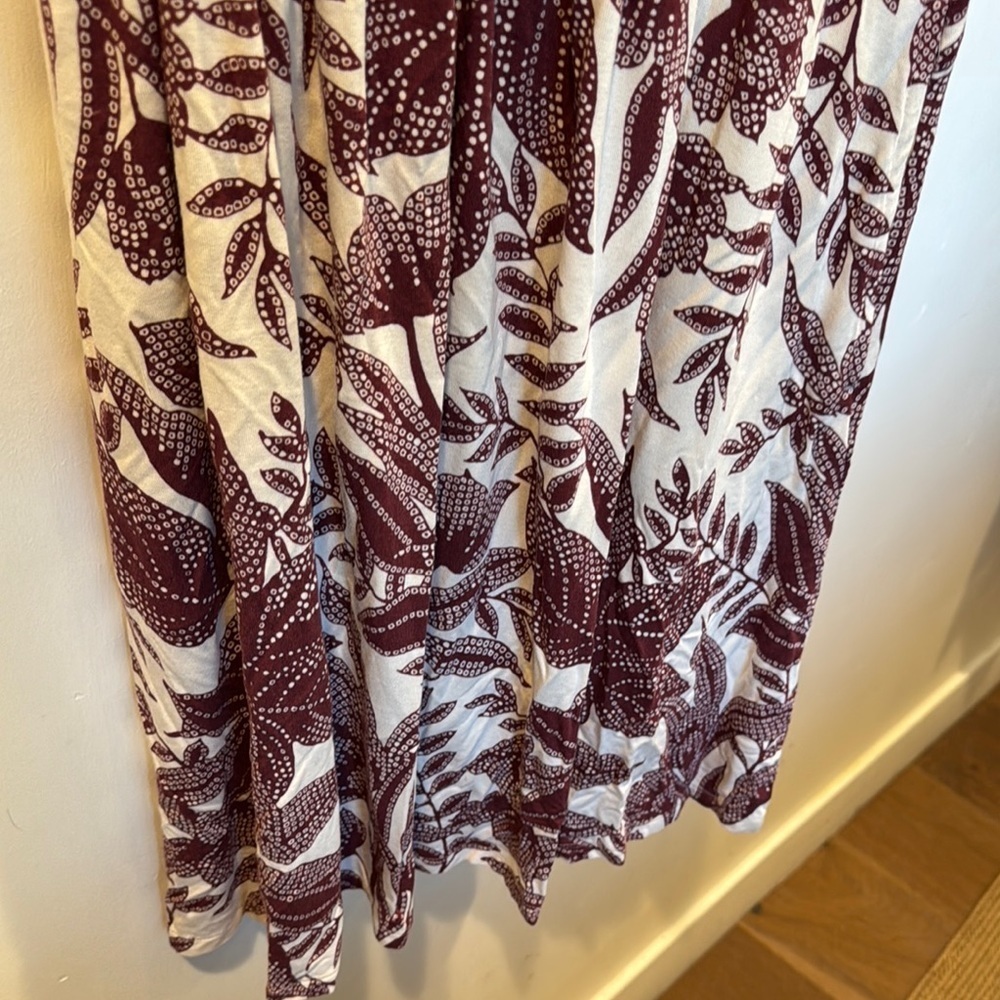 Soma Cream and Burgundy Ruched waist Midi Dress - Picture 4 of 5